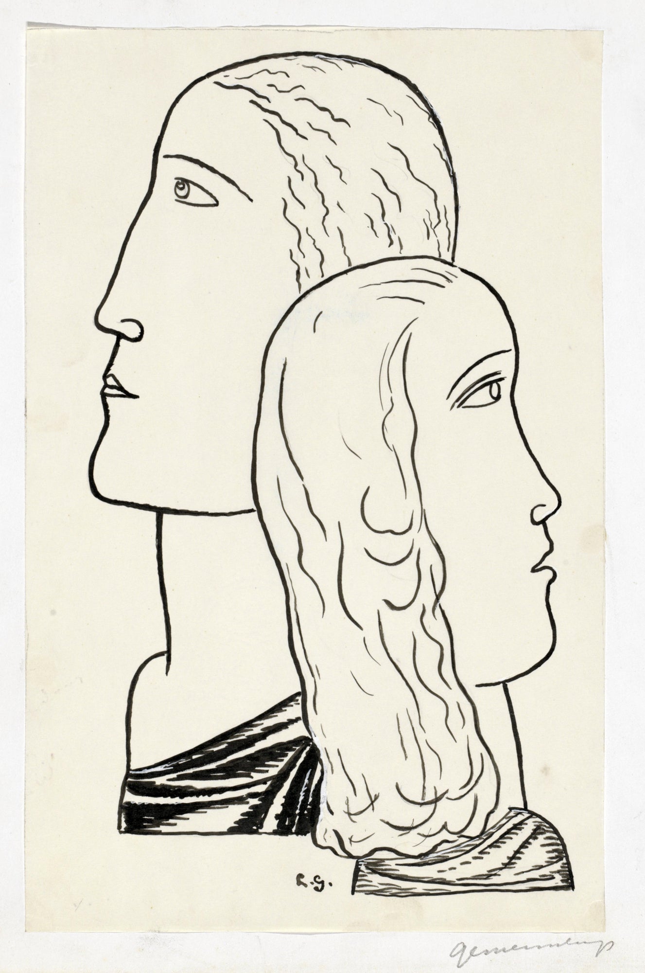 Női ujjatlan magasnyakú body (Leo Gestel - Face of a man and a woman)
