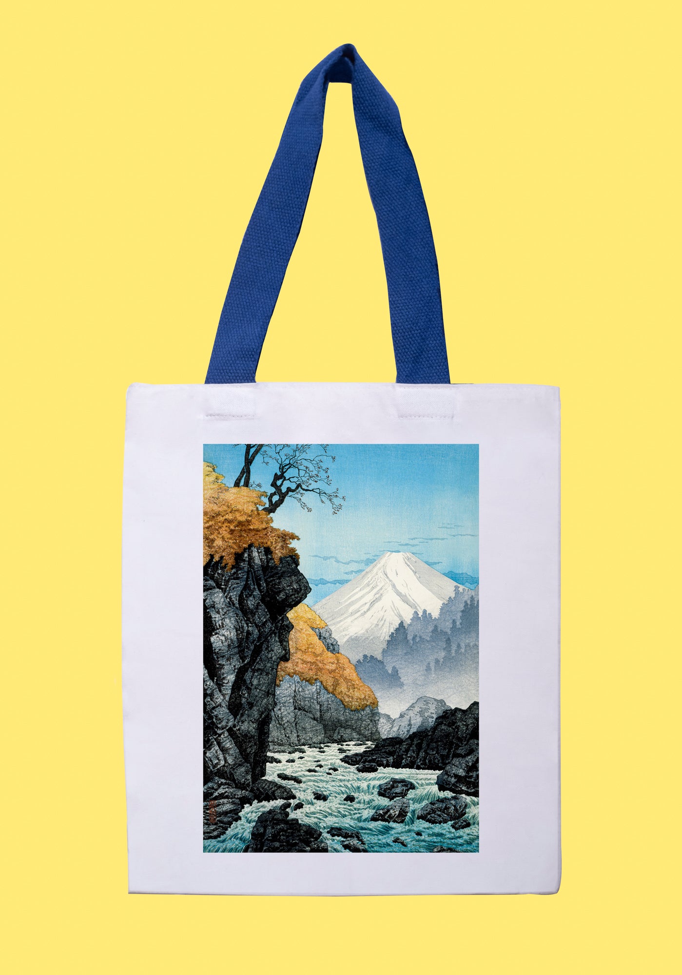 Fehér vászontáska kék fogantyúval (Hiroaki Takahashi - Foot of Mount Ashitaka)