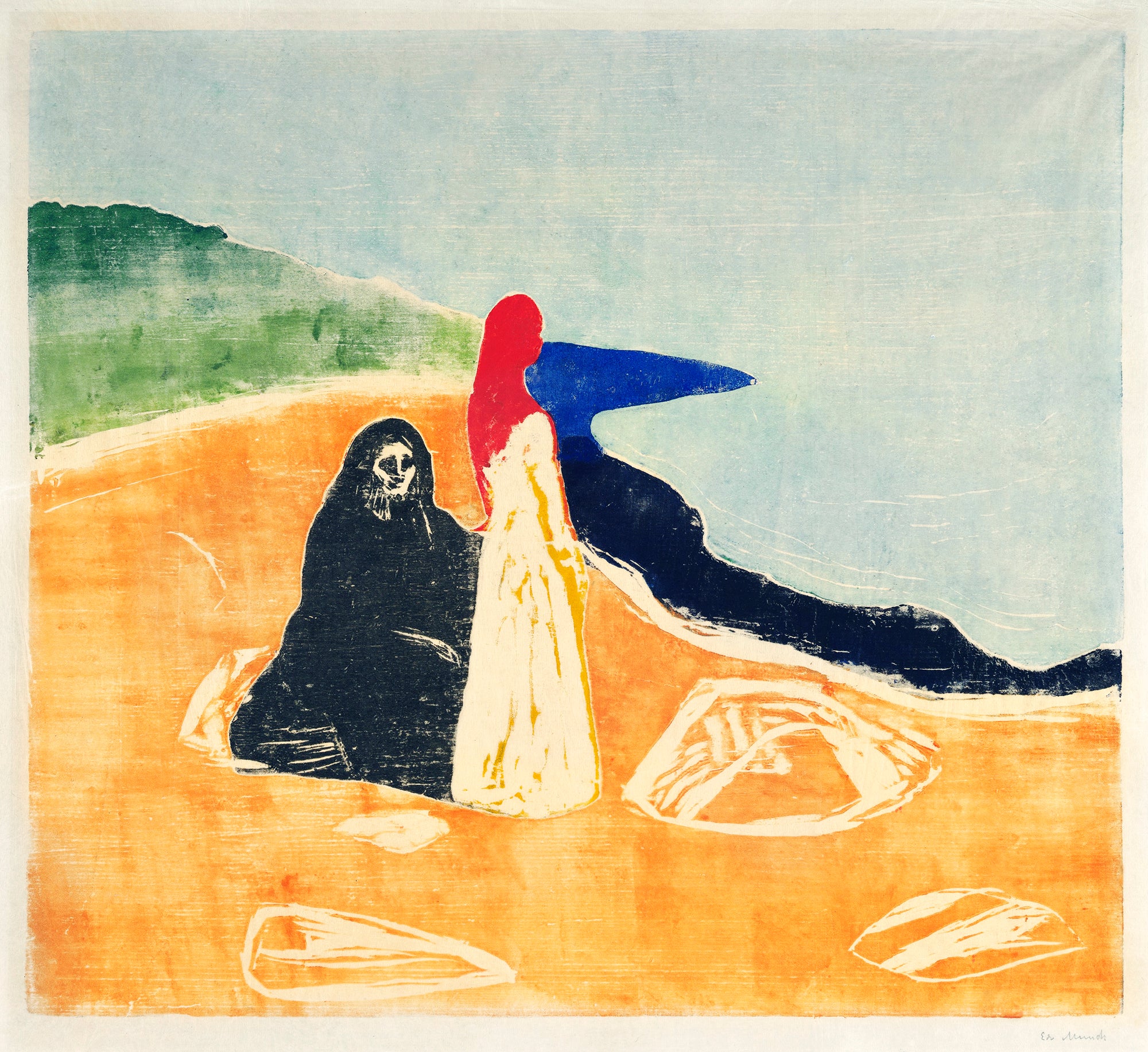 Női ujjatlan magasnyakú body (Edvard Munch - Two Women on the Shore)