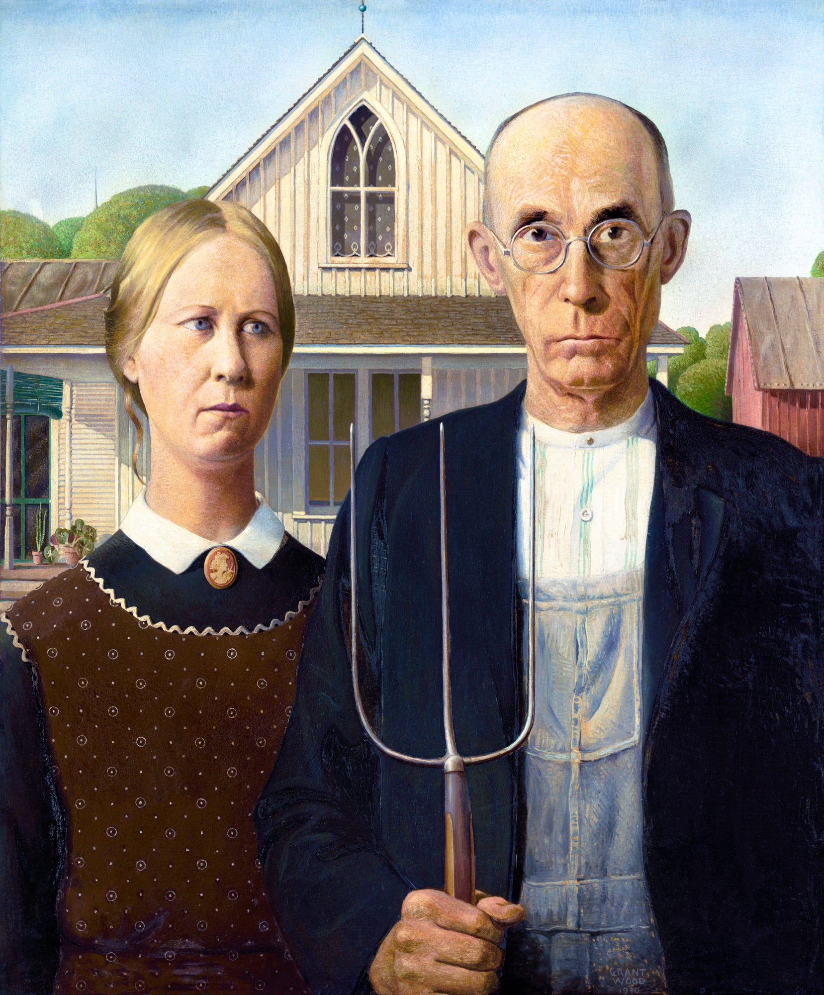 Hosszú ujjú póló (Grant DeVolson Wood - American Gothic)