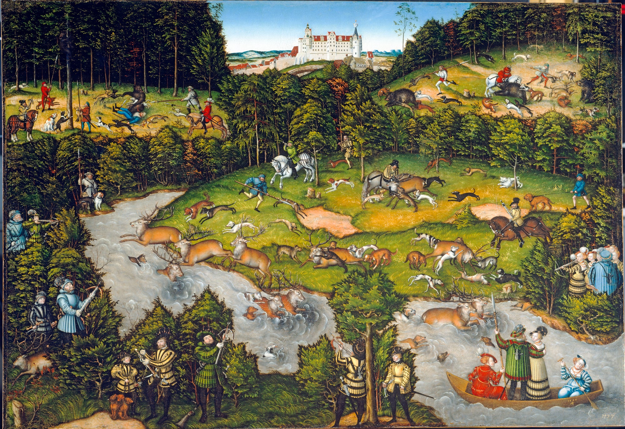 Hosszú ujjú póló (Lucas Cranach the Elder - A Stag Hunt with the Elector Friedrich the Wise of Saxony)