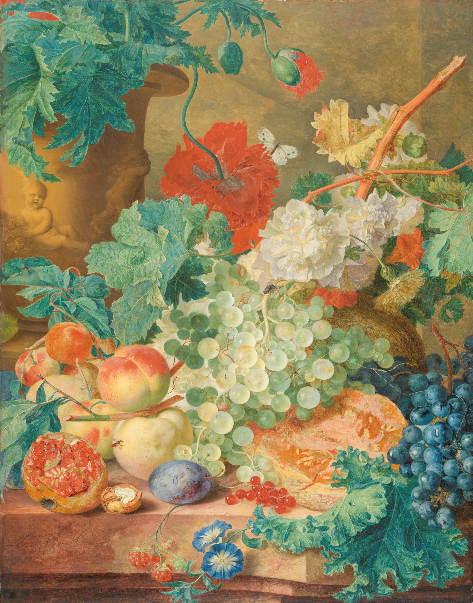 Hosszú ujjú póló (Jan van Huysum - Still Life with Flowers and Fruit)