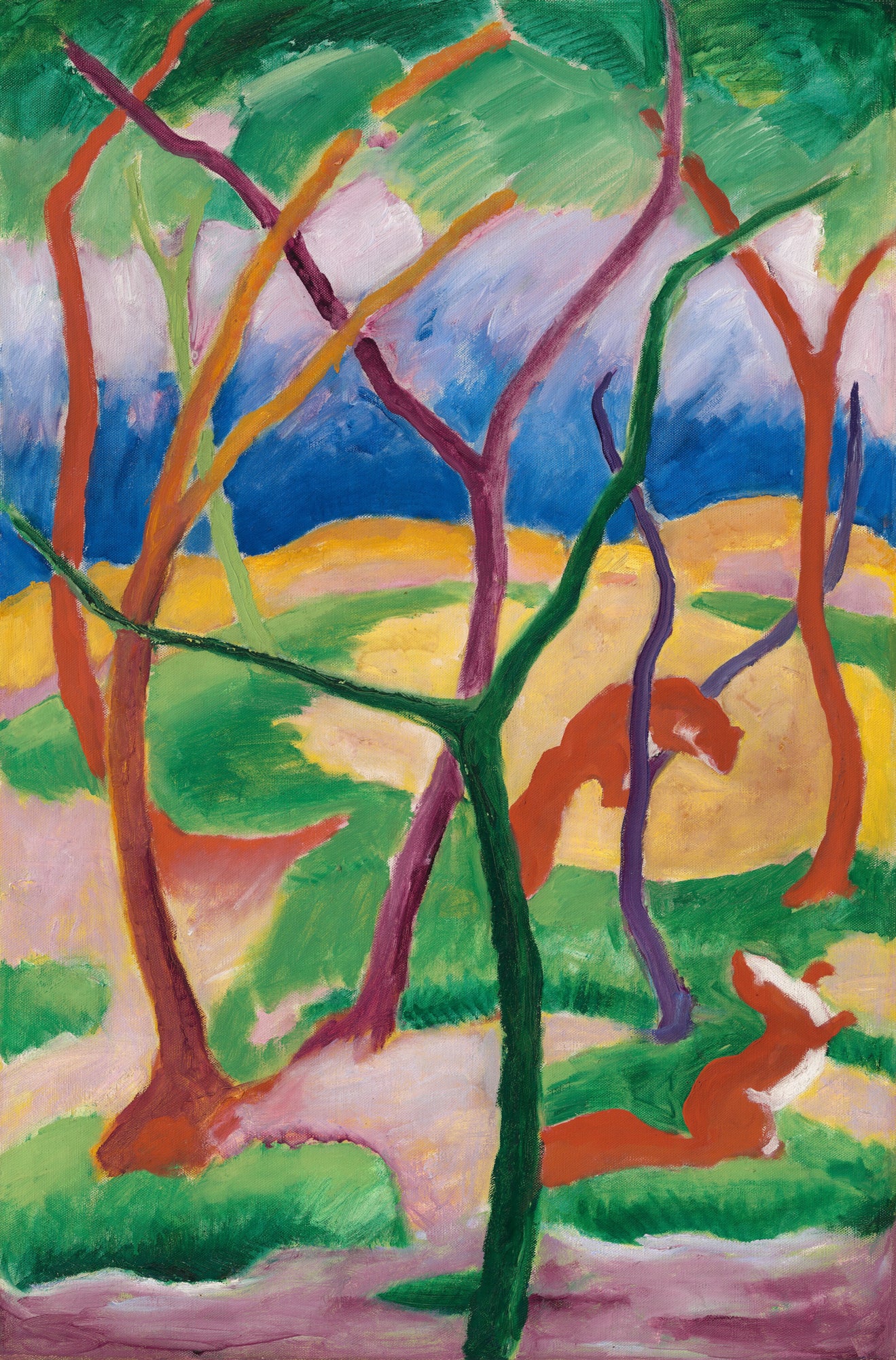 Kapucnis pulóver (Franz Marc - Weasels at Play)
