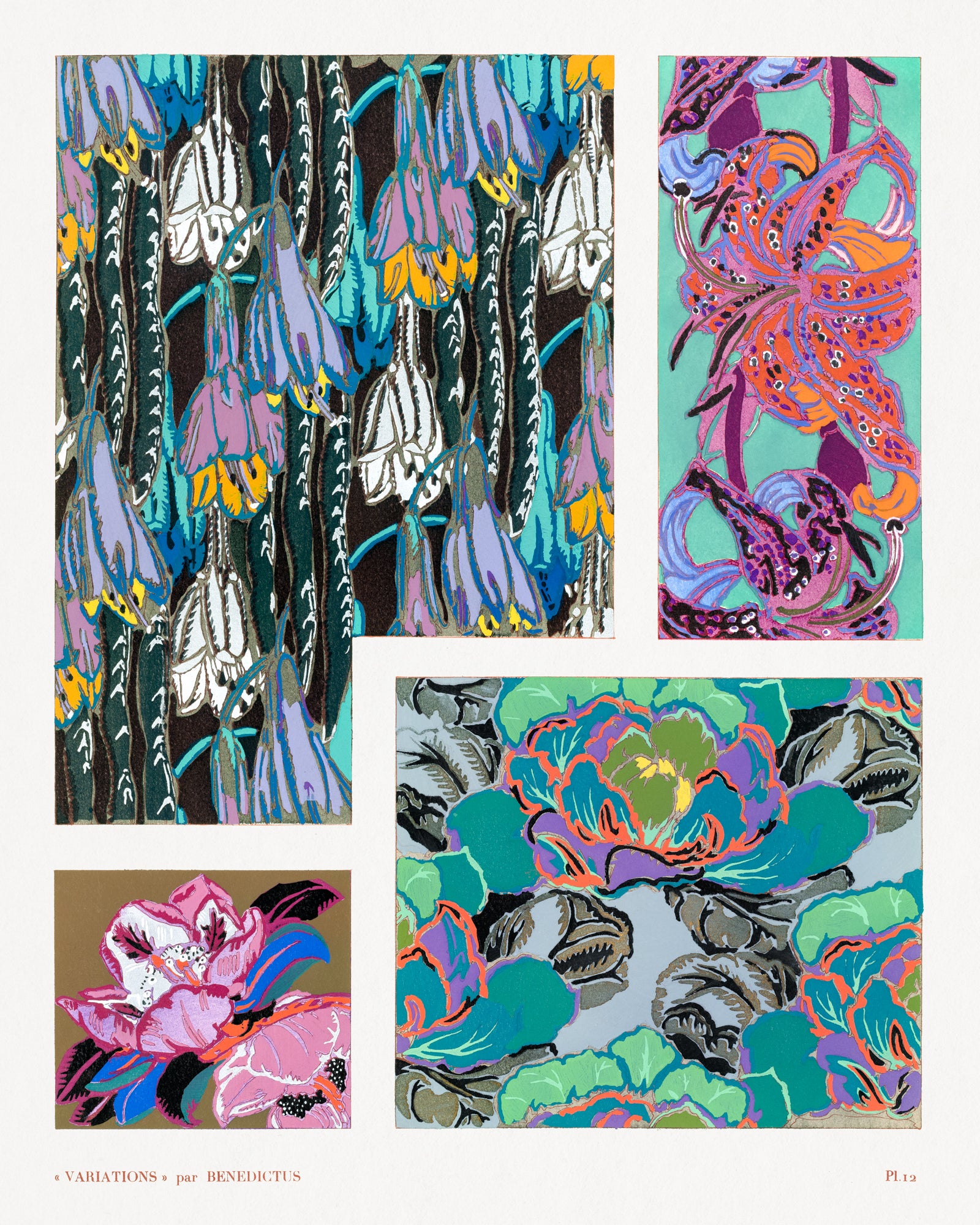 Polár takaró (Édouard Bénédictus - Vintage floral motifs)