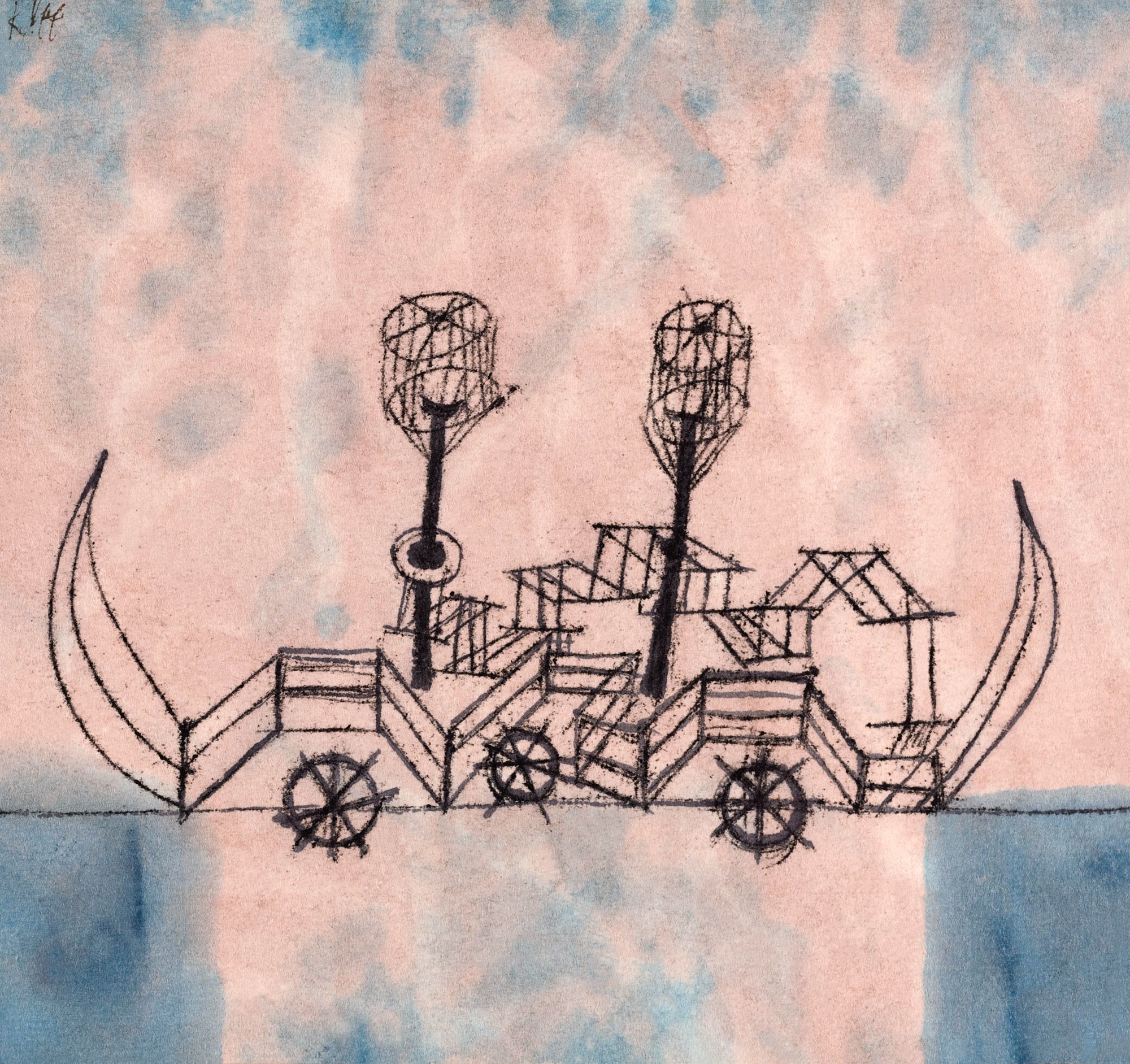 Teli mintás hosszú ujjú póló (Paul Klee - Old Steamboat)