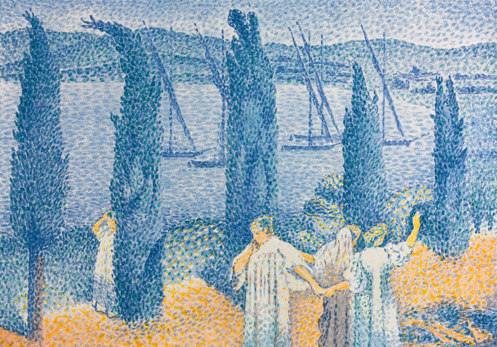 Teli mintás hosszú ujjú póló (Henri Edmond Cross - The Promenade)