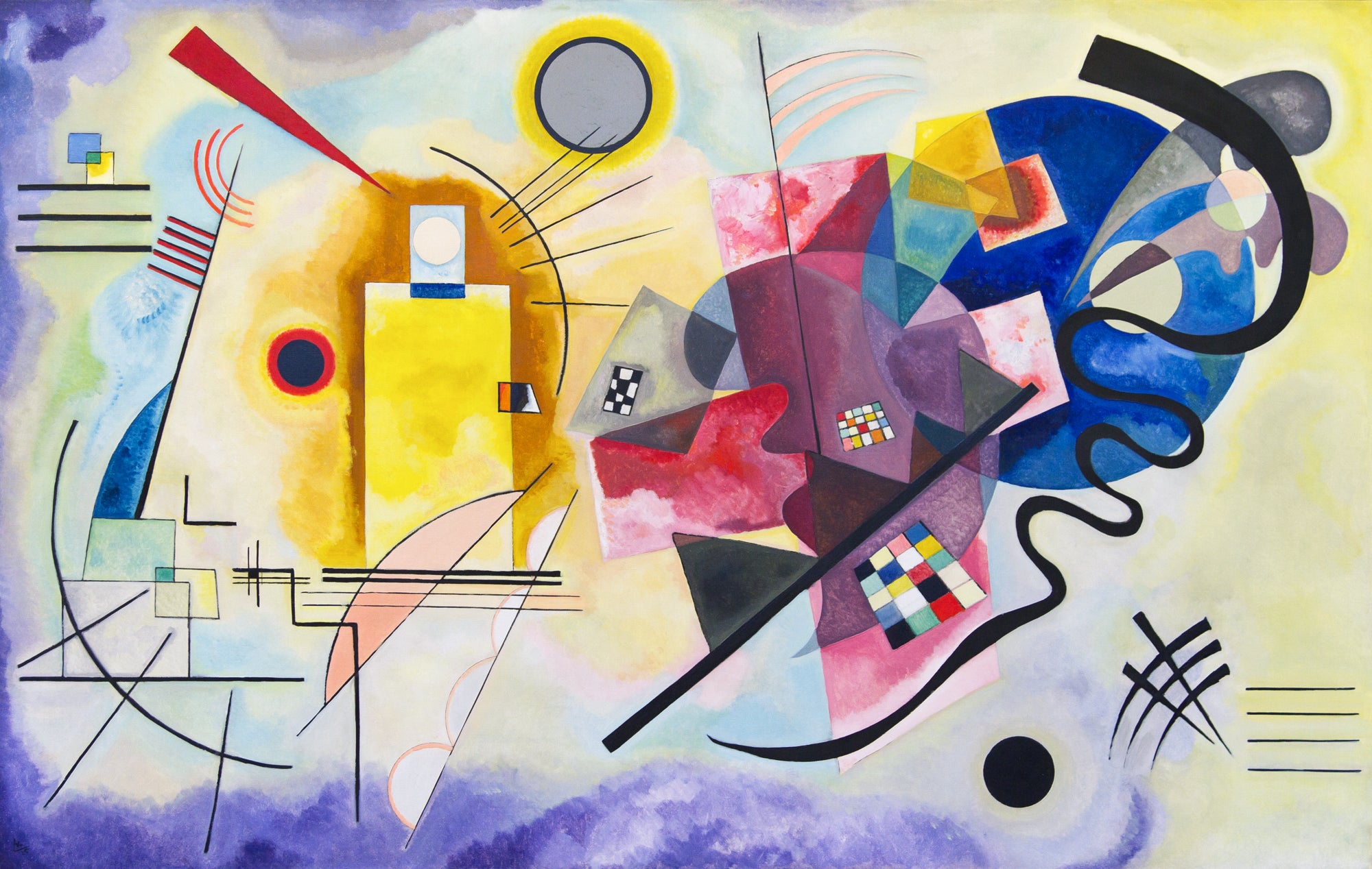 Teli mintás hosszú ujjú póló (Wassily Kandinsky - Yellow - Red - Blue)
