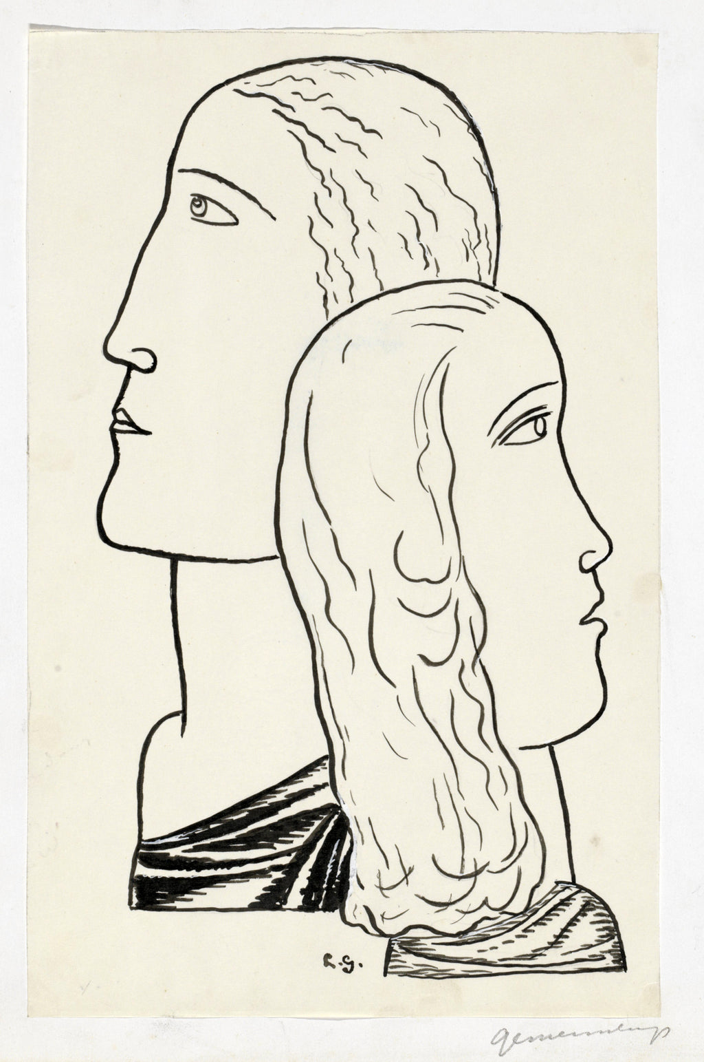 Női ujjatlan magasnyakú body (Leo Gestel - Face of a man and a woman)