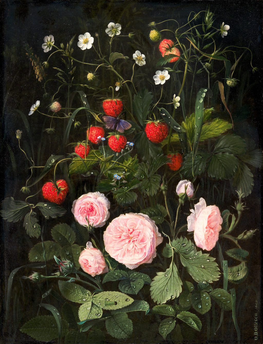 Hosszú női ruha (O.D. Ottesen - Still Life with Roses and Strawberries)