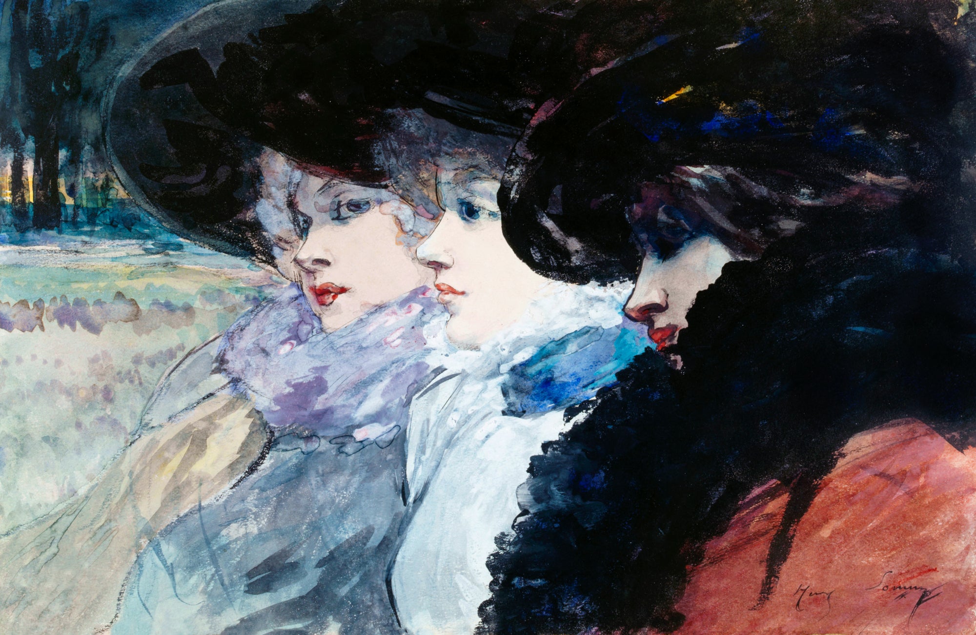 Hosszú női ruha (Henry Somm - Three women if profile)