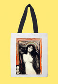 Fehér vászontáska fekete fogantyúval (Edvard Munch - Madonna)