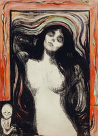 Fehér vászontáska fekete fogantyúval (Edvard Munch - Madonna)