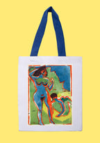 Fehér vászontáska kék fogantyúval (Ernst Ludwig Kirchner - Bathing Woman)