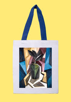 Fehér vászontáska kék fogantyúval (Marsden Hartley - Rubber Plant)