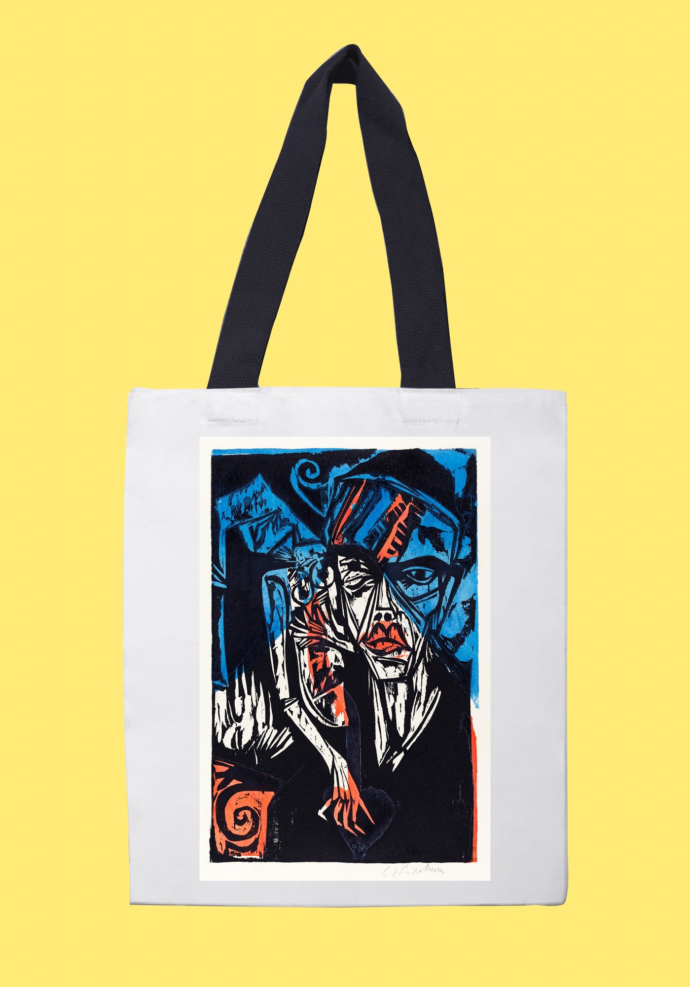 Fehér vászontáska fekete fogantyúval (Ernst Ludwig Kirchner - Struggles (Torments of Love))