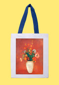 Fehér vászontáska kék fogantyúval (Odilon Redon - Bouquet in a Chinese Vase)
