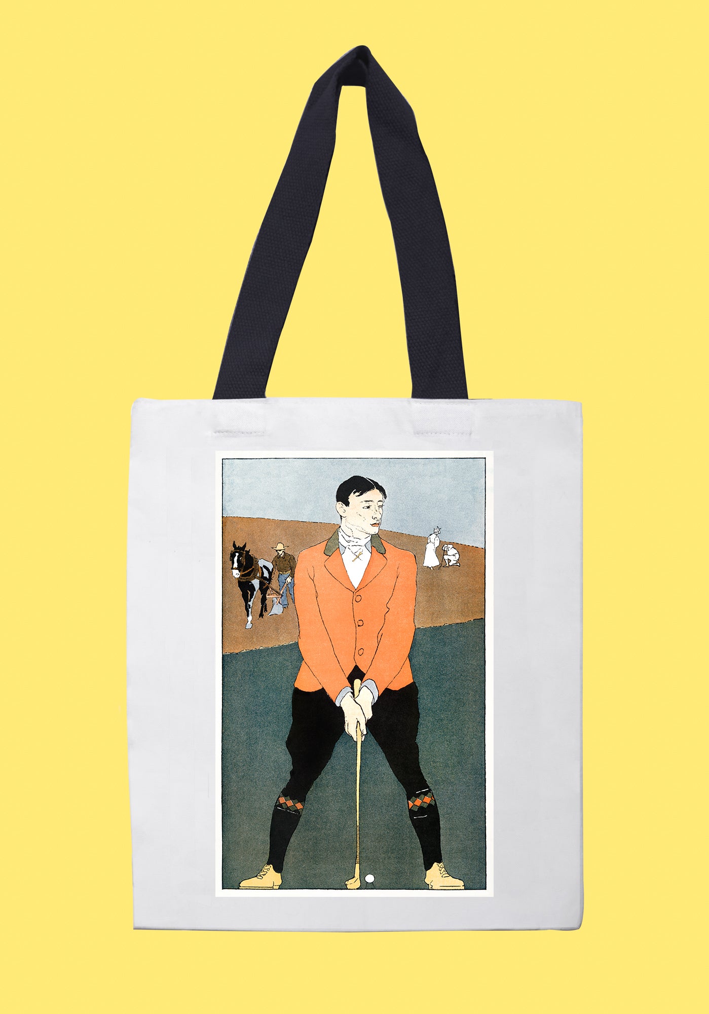 Fehér vászontáska fekete fogantyúval (Edward Penfield - Harper's, April)