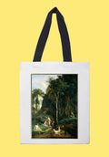 Fehér vászontáska fekete fogantyúval ( Jean-Baptiste-Camille Corot - Diana and Actaeon)