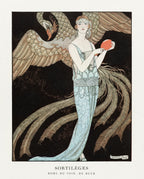 Fehér vászontáska fekete fogantyúval (George Barbier - Spells Evening Dress)