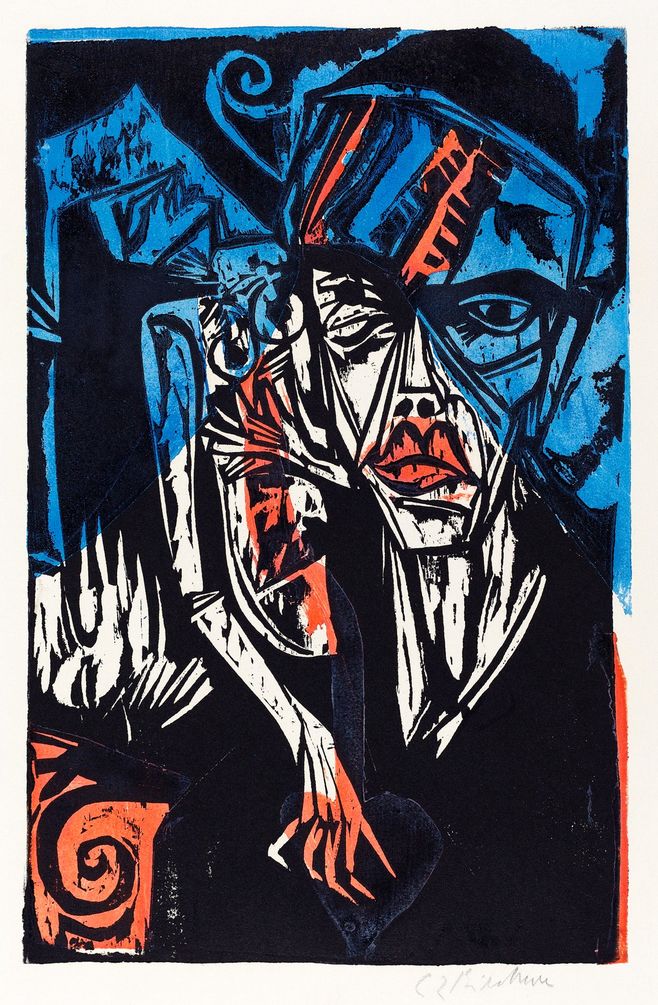Fehér vászontáska fekete fogantyúval (Ernst Ludwig Kirchner - Struggles (Torments of Love))