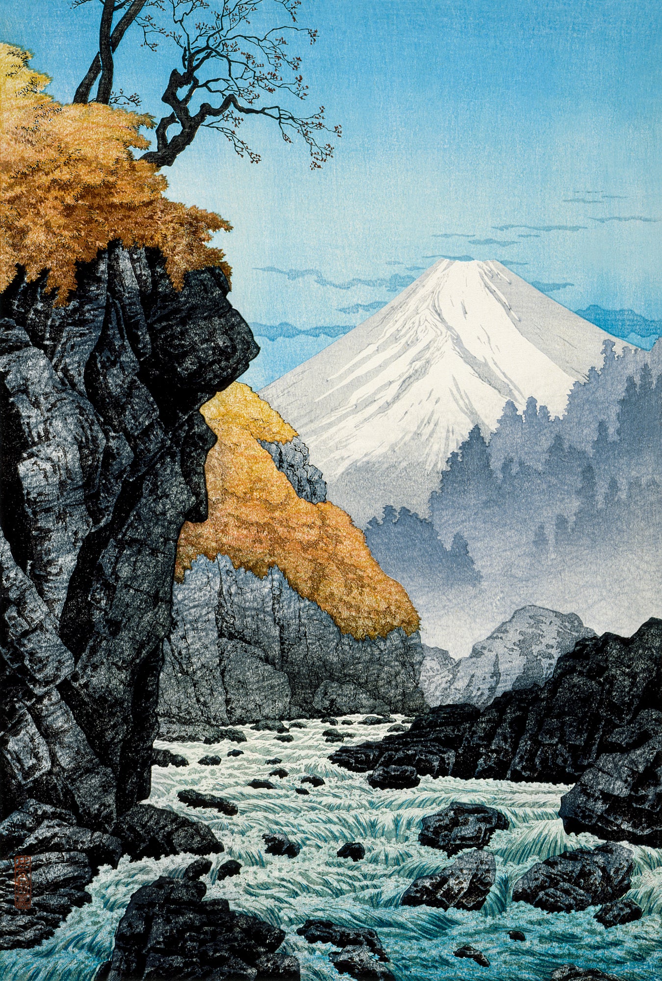 Fehér vászontáska kék fogantyúval (Hiroaki Takahashi - Foot of Mount Ashitaka)