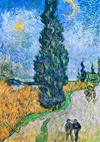 Vázlat füzet (A4) (Vincent Van Gogh - Road wth Cypress and Stars)