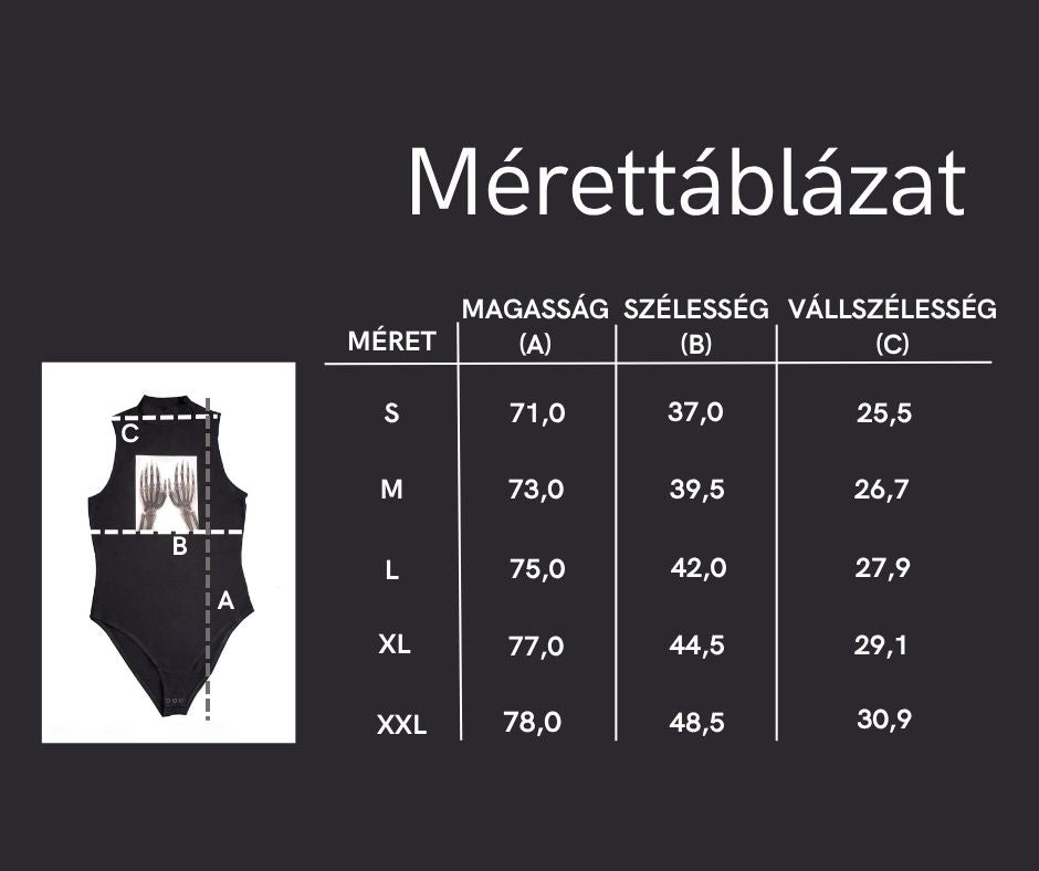 Női ujjatlan magasnyakú body (M.C.C. - Chemogramm I)