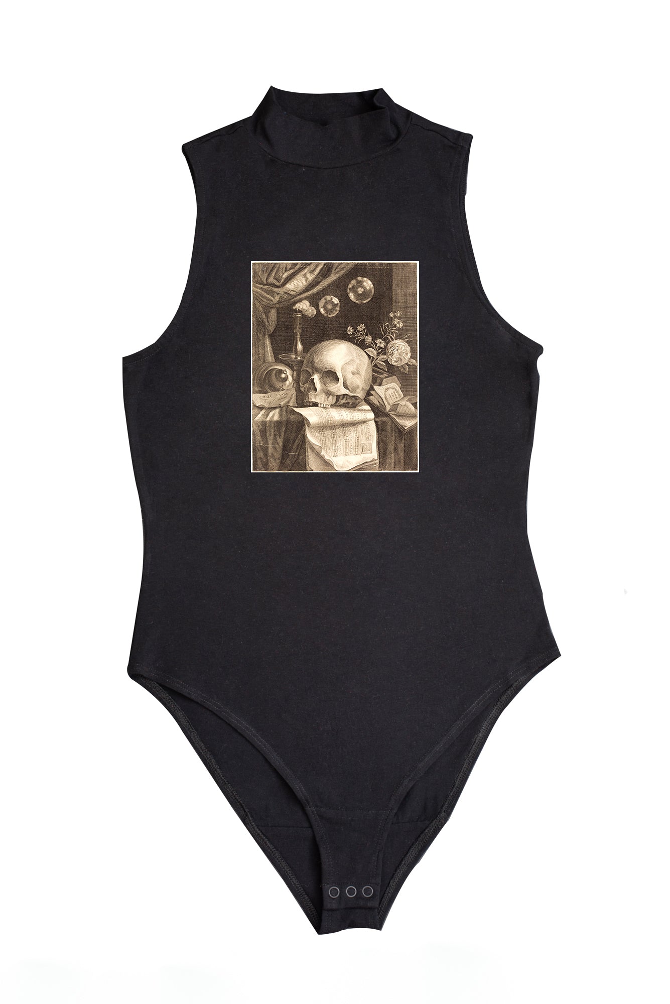 Női ujjatlan magas nyakú body (British 17th Century - Vanitas)