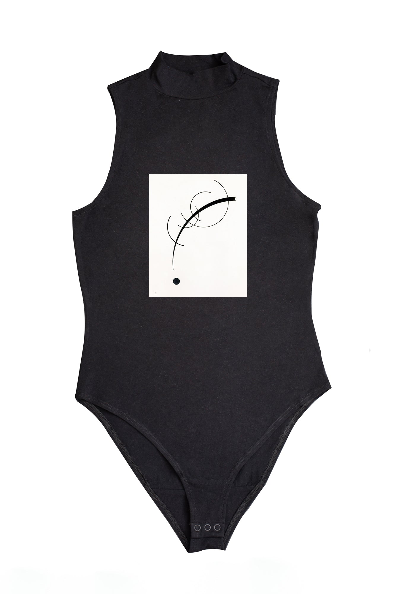 Női ujjatlan magas nyakú body (Wassily Kandinsky - Free Curve to the Point)