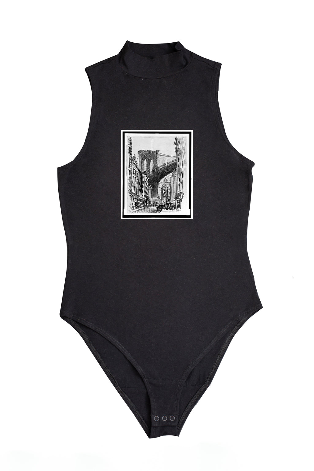 Női ujjatlan magasnyakú body (Joseph Pennel -Tenements under Brooklyn Bridge)