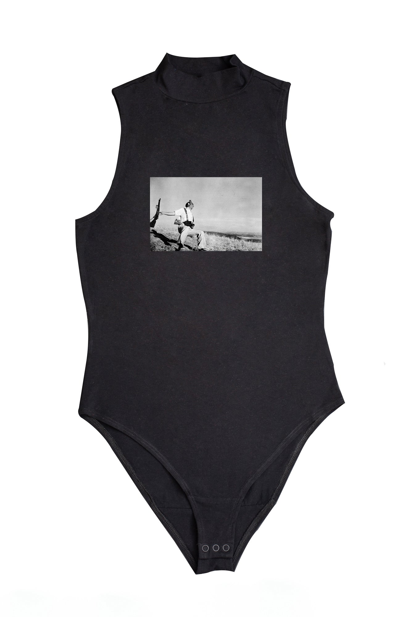 Női ujjatlan magasnyakú body (  Robert Capa - A milicista halála )