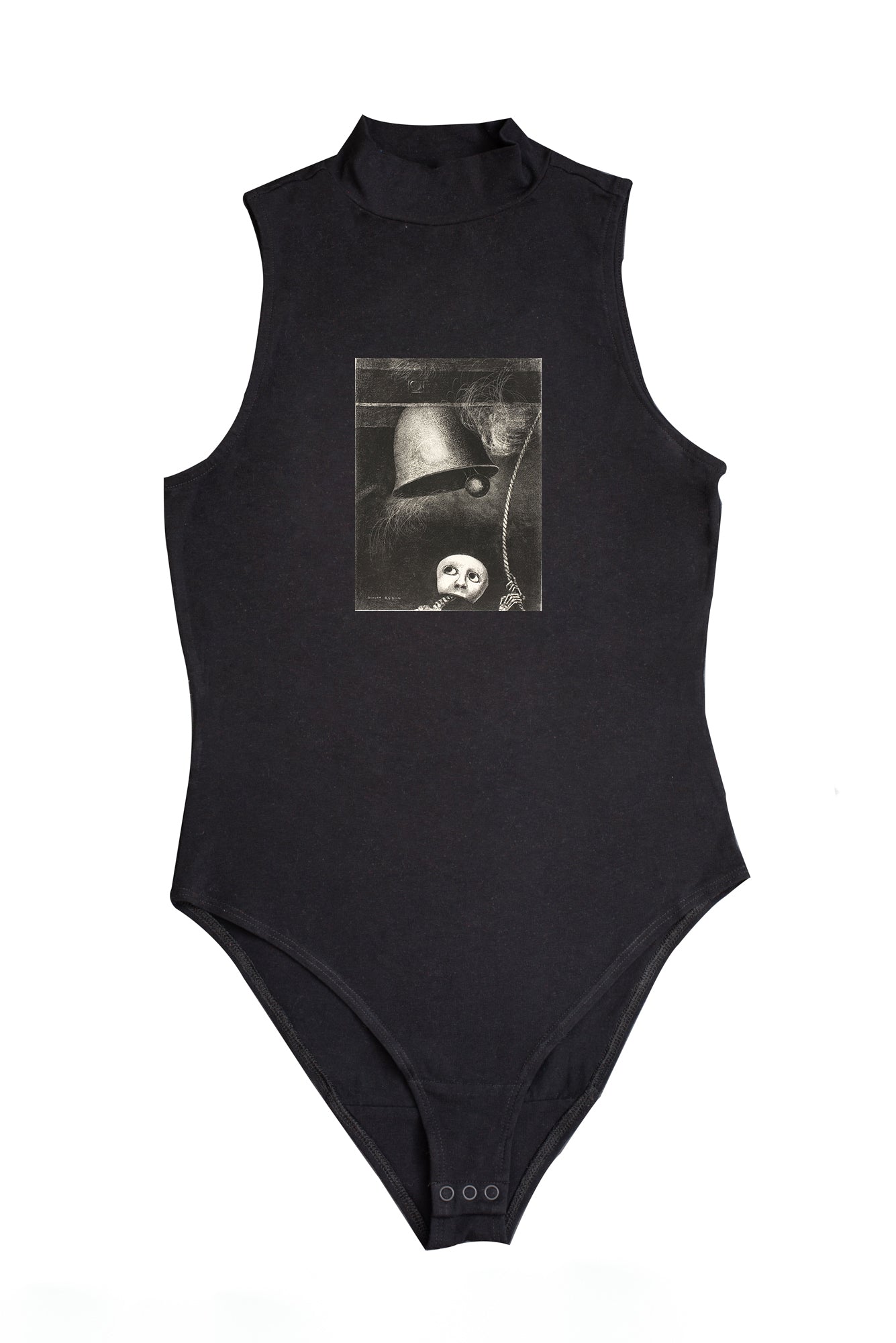 Női ujjatlan magasnyakú body (Odilon Redon- Un masque sonne le Glas Funebre)