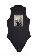 Női ujjatlan magasnyakú body (Edvard Munch-The Scream (Black and White))