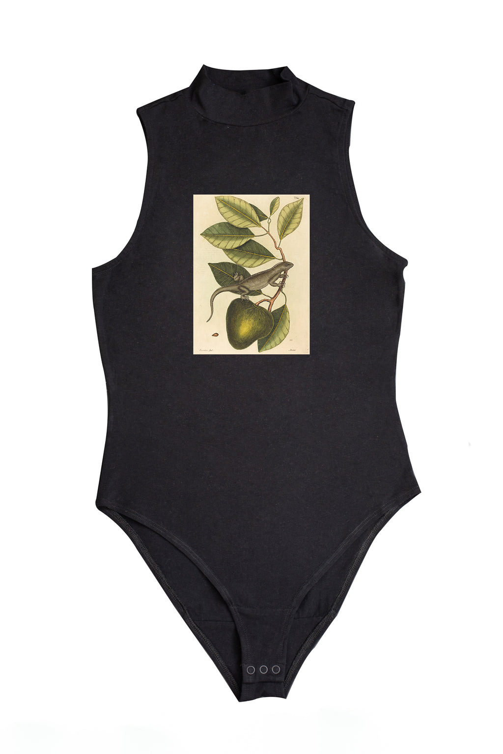 Női ujjatlan magasnyakú body (Mark Catesby- The Guana (Lacerta Iguana))