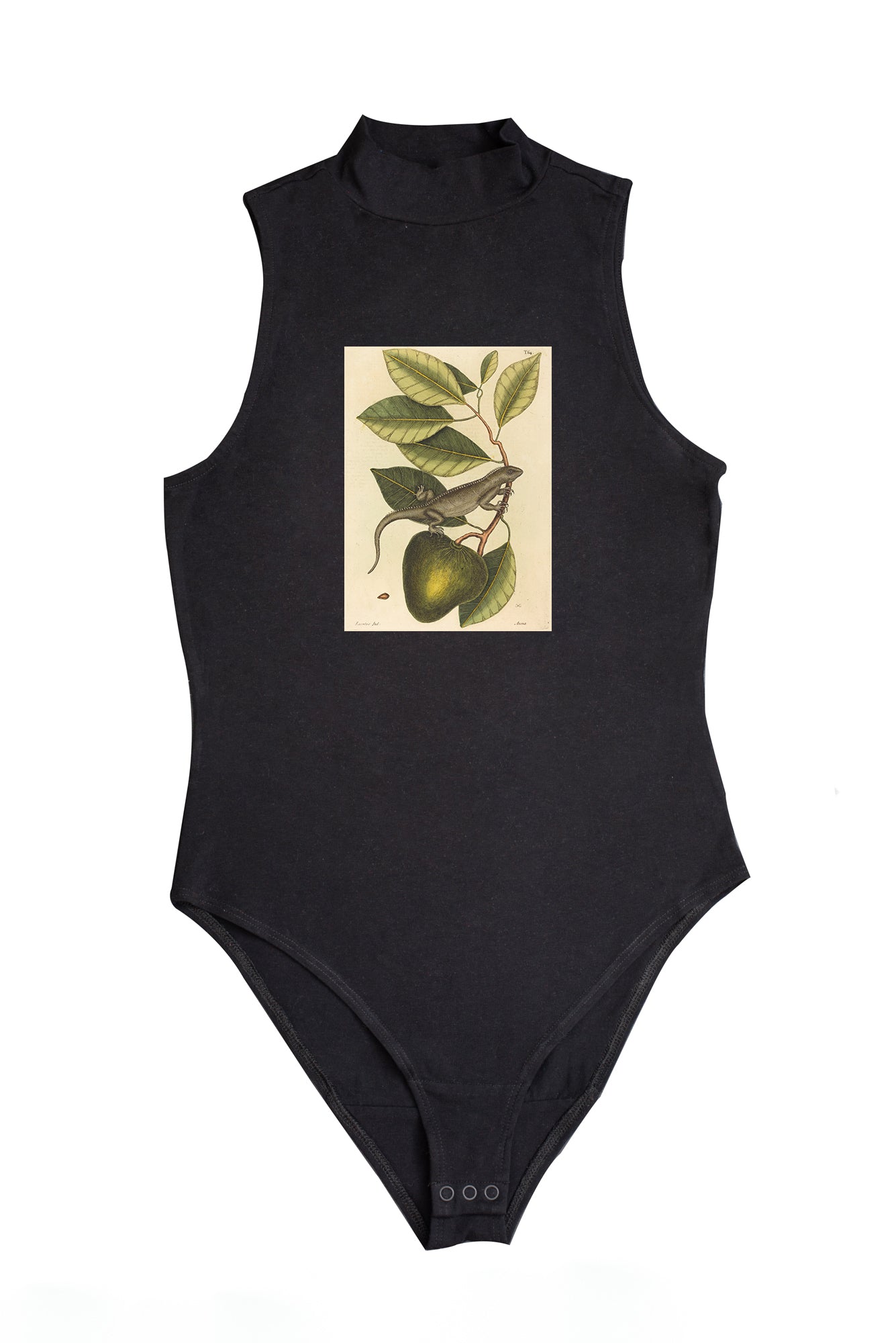 Női ujjatlan magasnyakú body (Mark Catesby- The Guana (Lacerta Iguana))