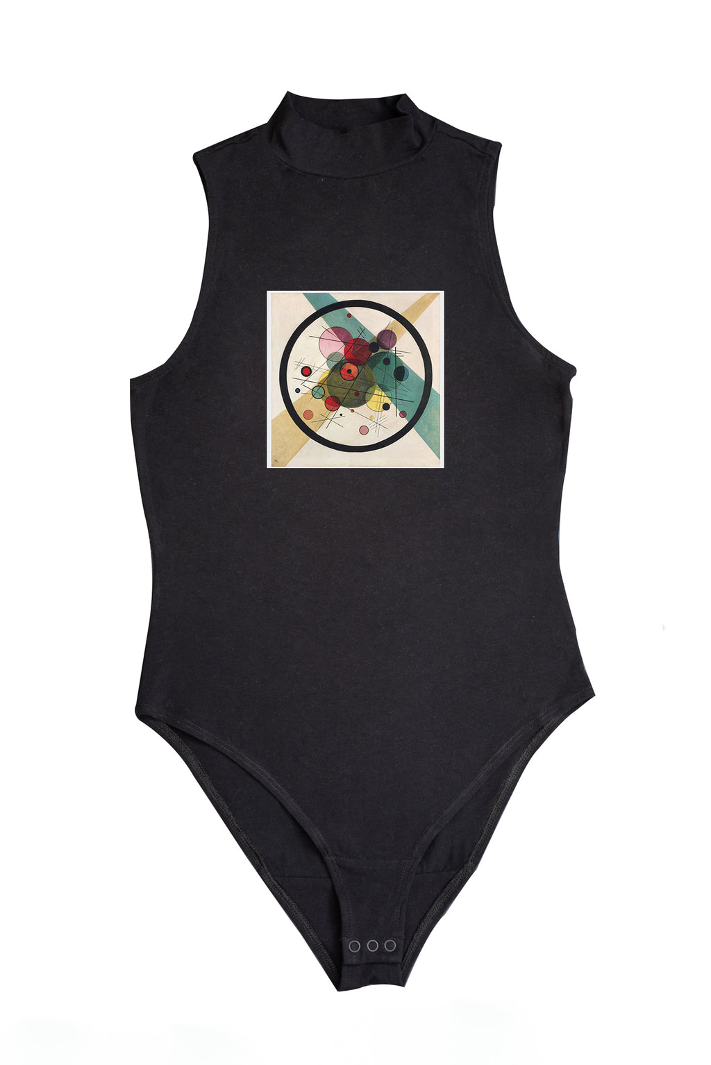 Női ujjatlan magasnyakú body (Wassily Kandinsky-Circles in a Circle)
