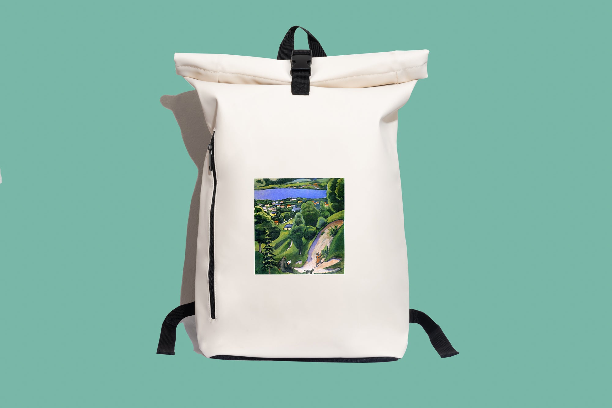 Modern stílusú hátizsák laptop zsebbel (August  Macke - Landschaft am Teggernsee mit lesendem Man)