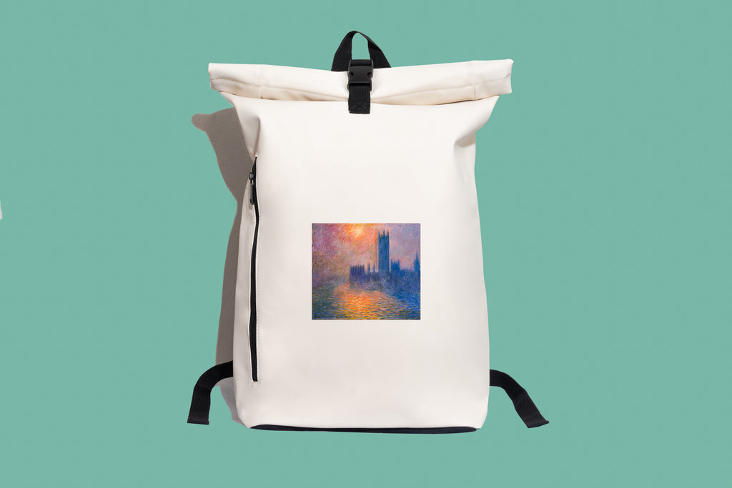 Modern stílusú hátizsák laptop zsebbel (Claude Monet - Houses of Parliament)