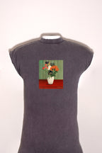 Hosszú női ruha (Henri Rousseau - Bouquet de fleurs aux reines-marguerites et aux tokyos)
