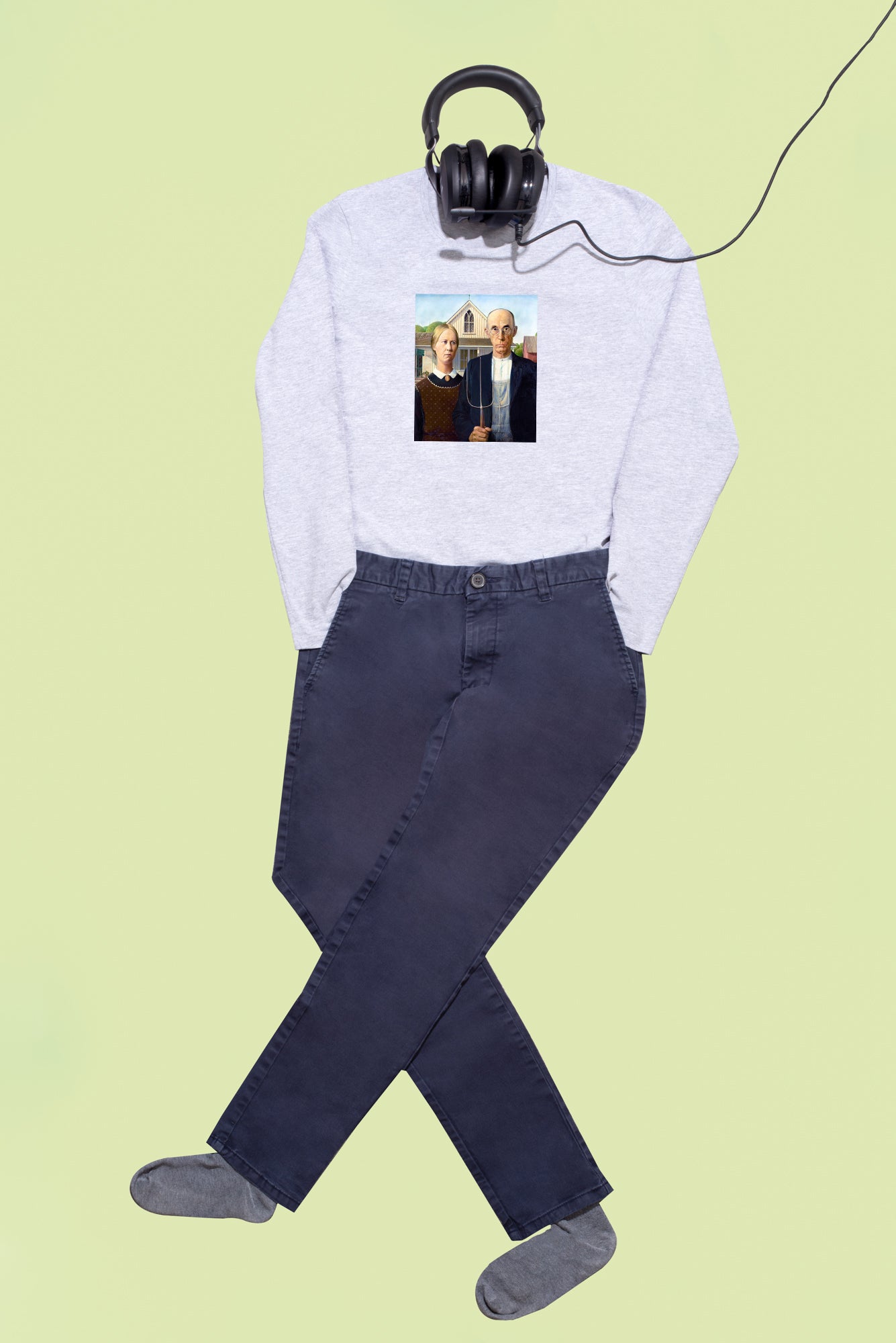 Hosszú ujjú póló (Grant DeVolson Wood - American Gothic)