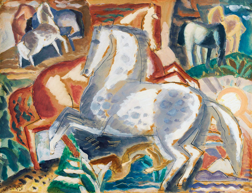 Kapucnis pulóver (Leo Gestel - Horses in Landscape)