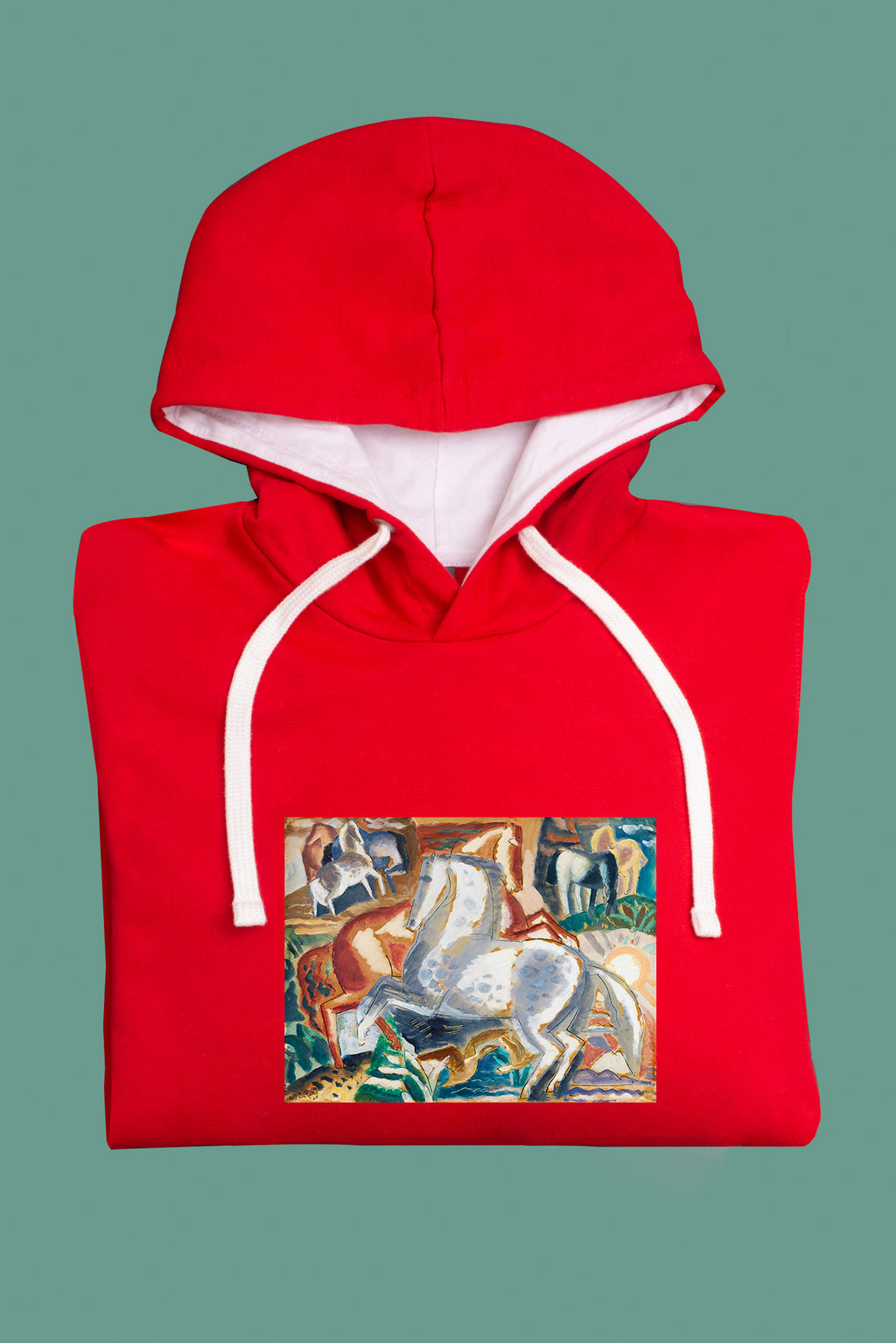 Kapucnis pulóver (Leo Gestel - Horses in Landscape)