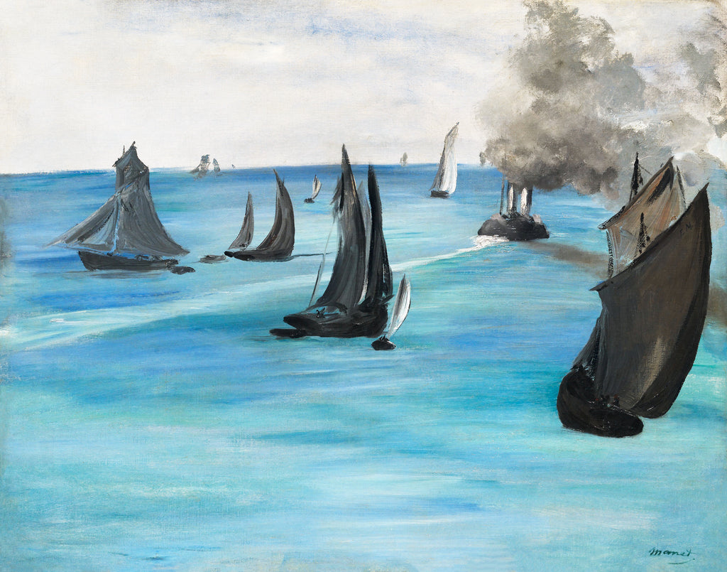 Női ujjatlan magas nyakú body (Edouard Manet - Steamboat Leaving Boulogne)