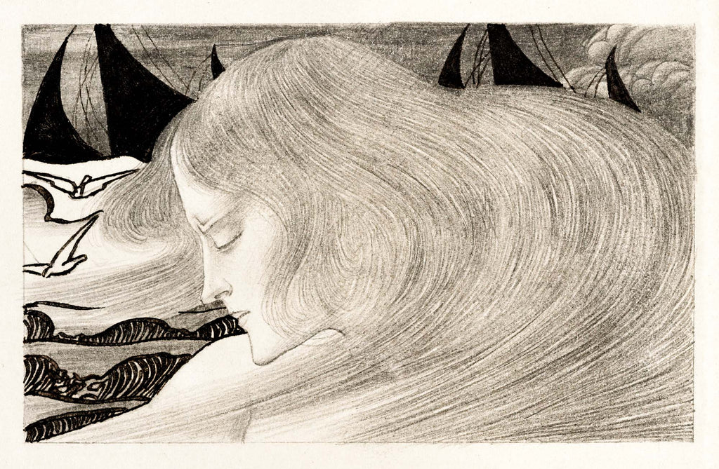 Vászon tornazsák ( Jan Toorop - Young Woman With Wavy Hair In Front Of A Sea With Ships )