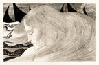 Vászon tornazsák ( Jan Toorop - Young Woman With Wavy Hair In Front Of A Sea With Ships )