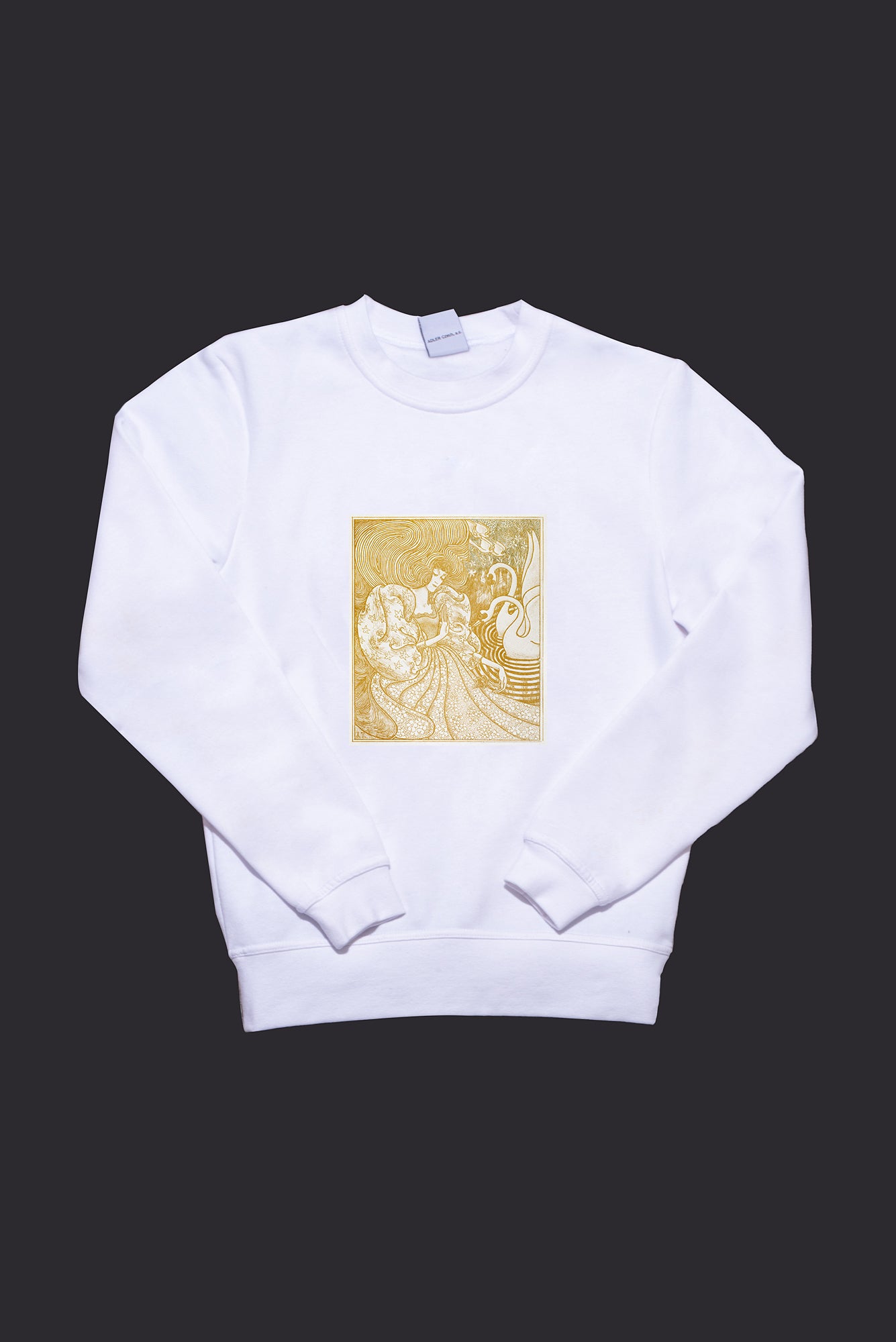 Pamut pulóver - Unisex (Jan Toorop - Woman With a Butterfly at Pond with Two Swans)