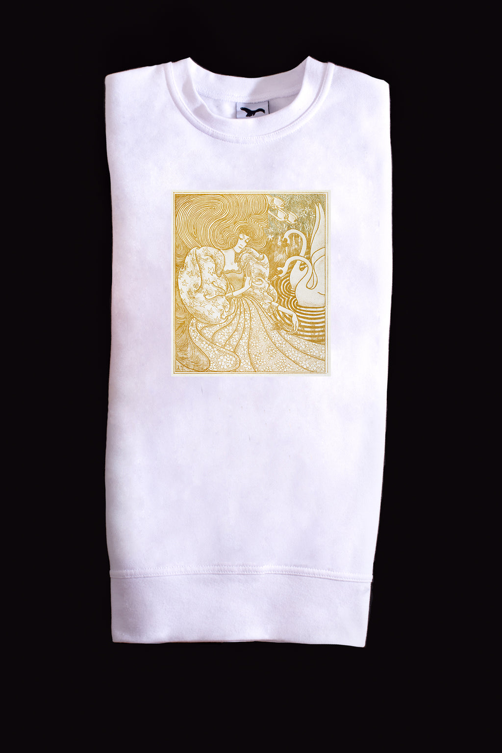 Pamut pulóver - Unisex (Jan Toorop - Woman With a Butterfly at Pond with Two Swans)