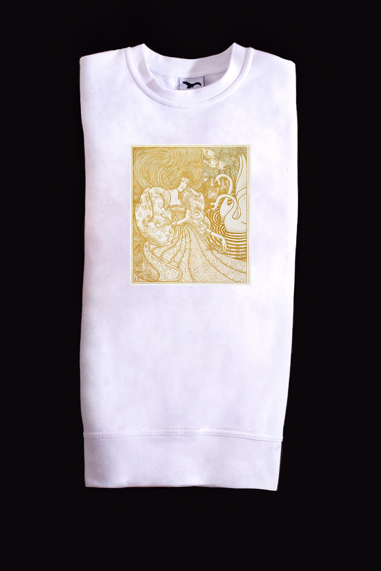 Pamut pulóver - Unisex (Jan Toorop - Woman With a Butterfly at Pond with Two Swans)