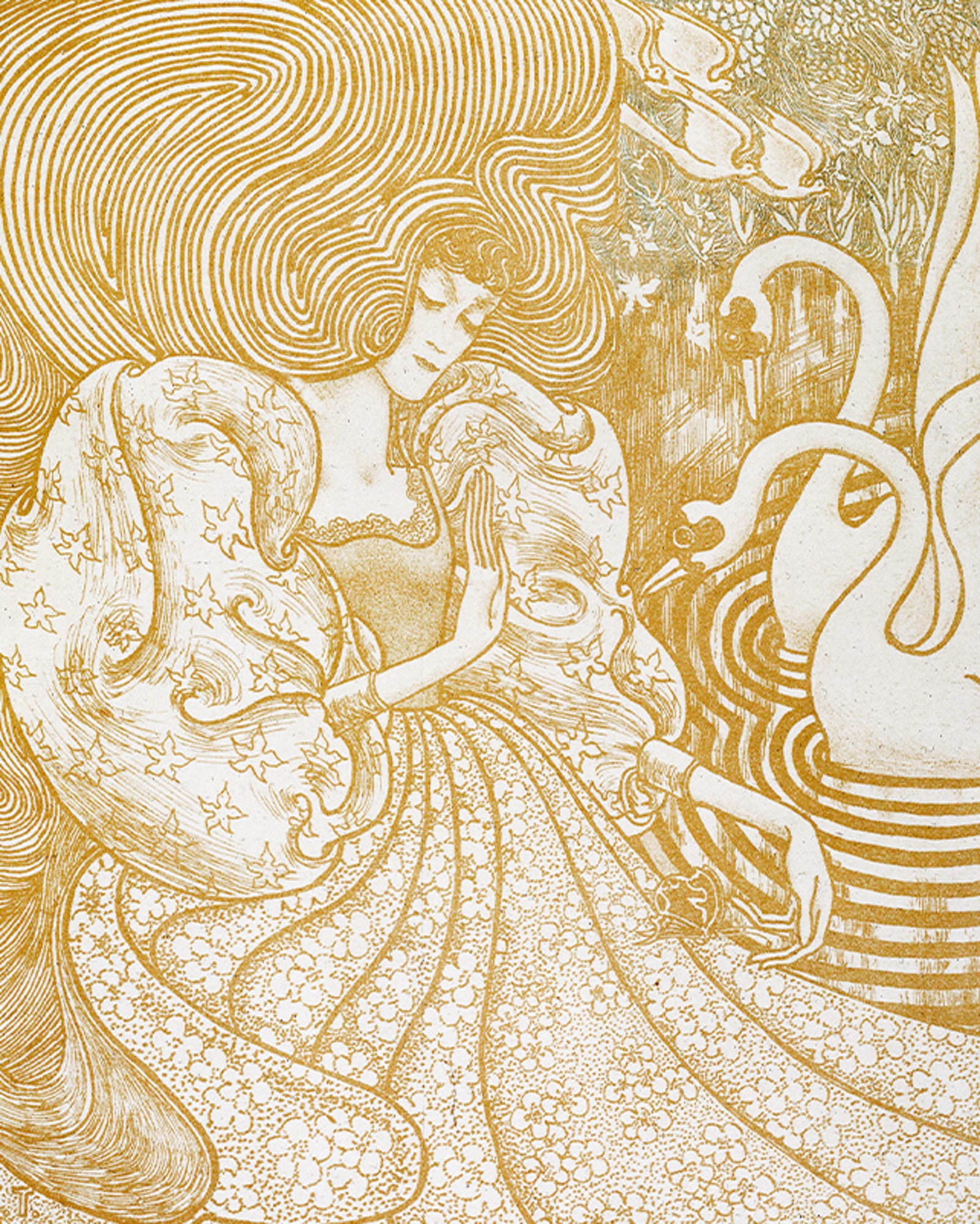 Polár takaró (Jan Toorop - Woman With a Butterfly at Pond with Two Swans)