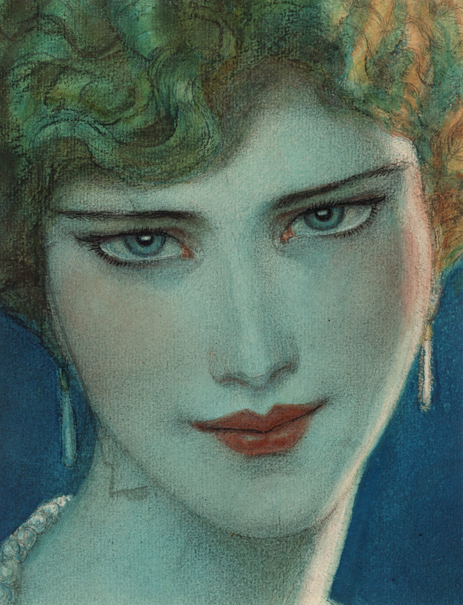 Polár takaró (Wladyslaw Theodore Benda - Face of blonde girl with earrings)